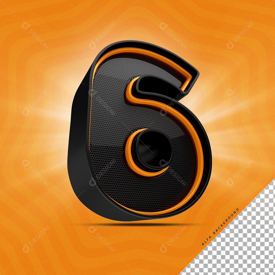 Número 6 3D Para Composição PSD