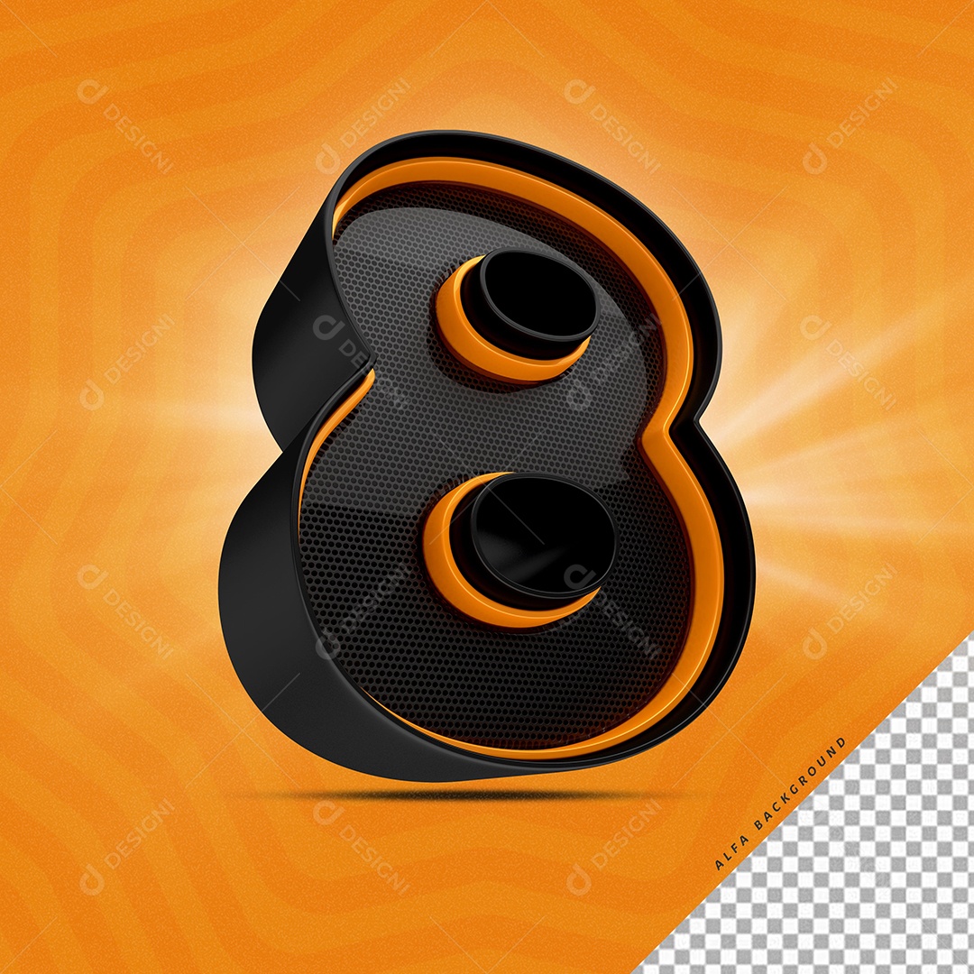 Número 8 3D Para Composição PSD