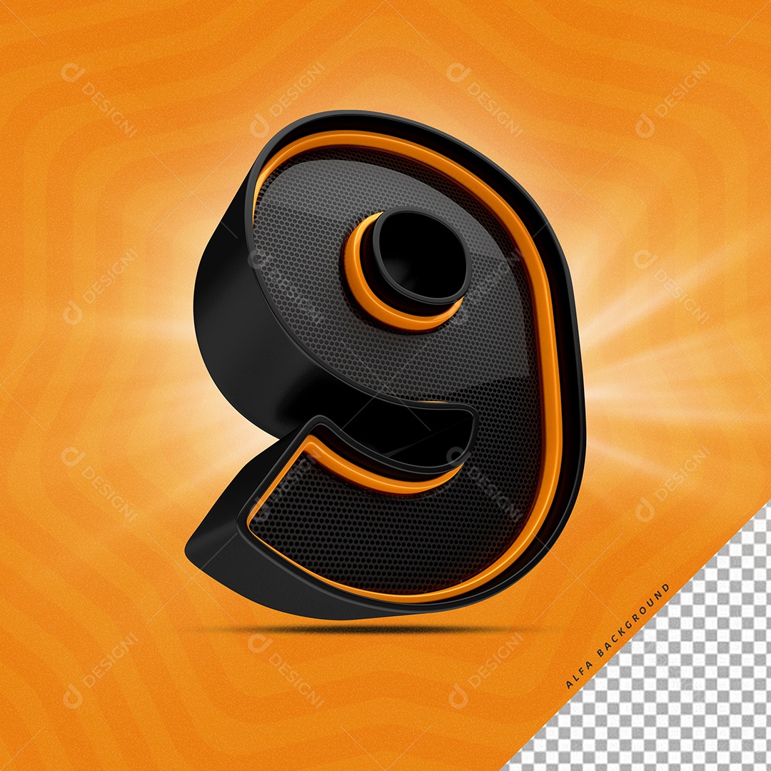 Número 9 3D Para Composição PSD