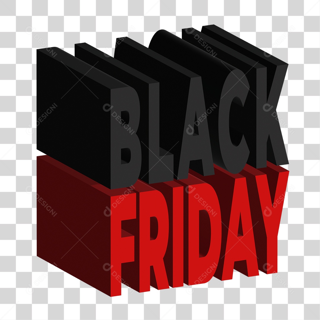 Black Friday Preto e Vermelho Render 3D PNG Transparente