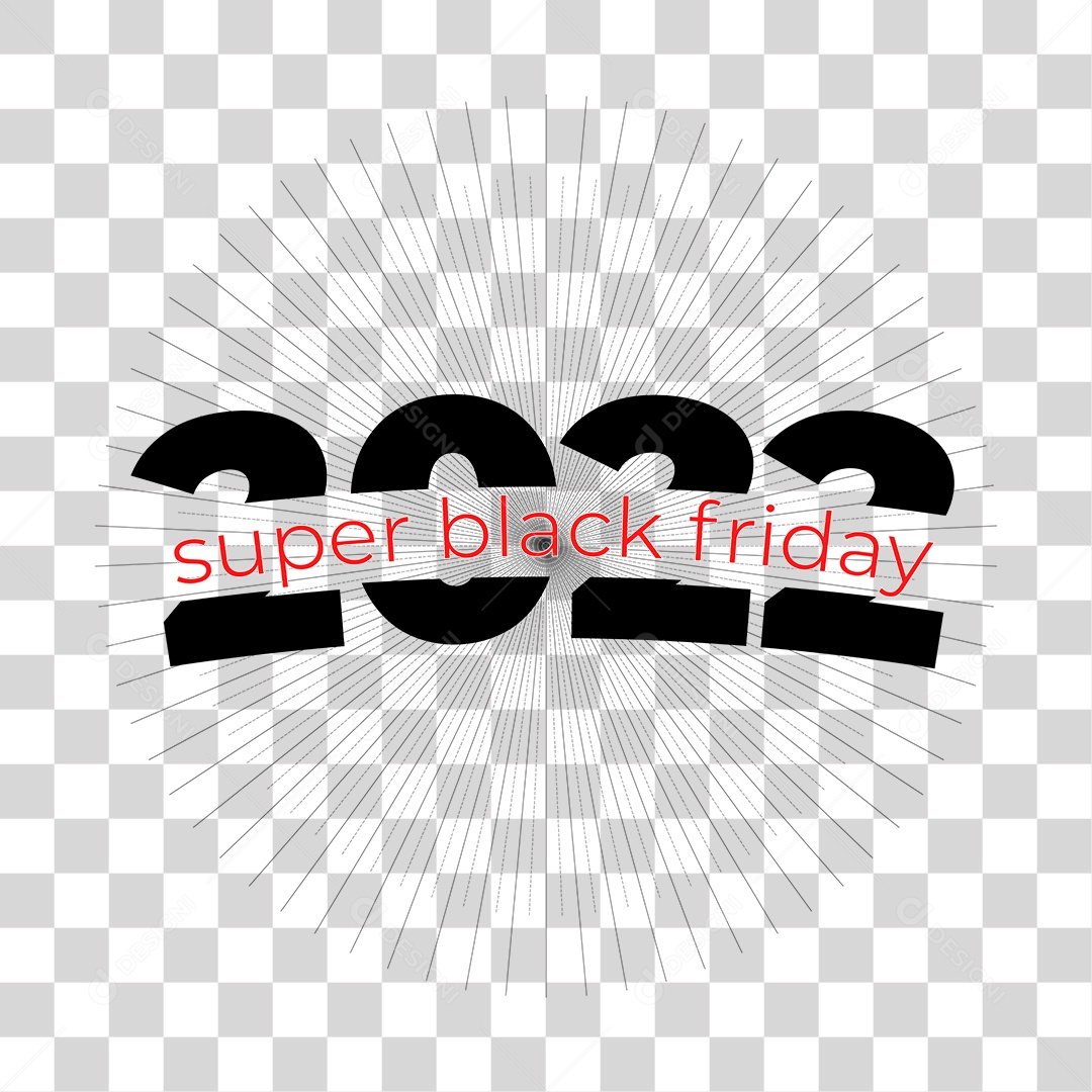 Selo Black Friday Preto e Vermelho 2D 2022 PNG Transparente