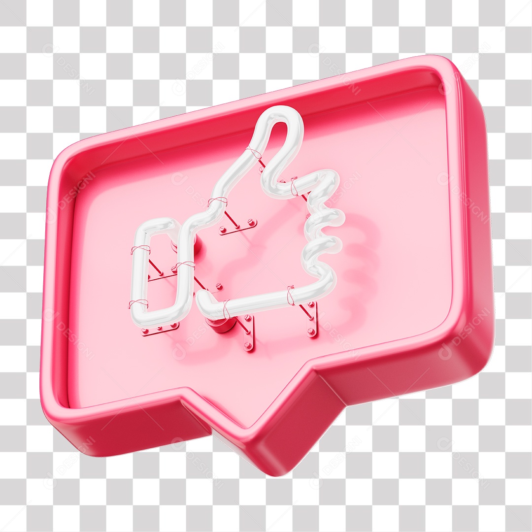 Like do Facebook de Outubro Rosa Com Forma Neon para Composição PNG Transparente