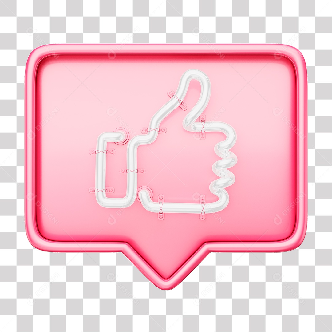 Like do Facebook de Outubro Rosa Com Forma Neon para Composição PNG Transparente