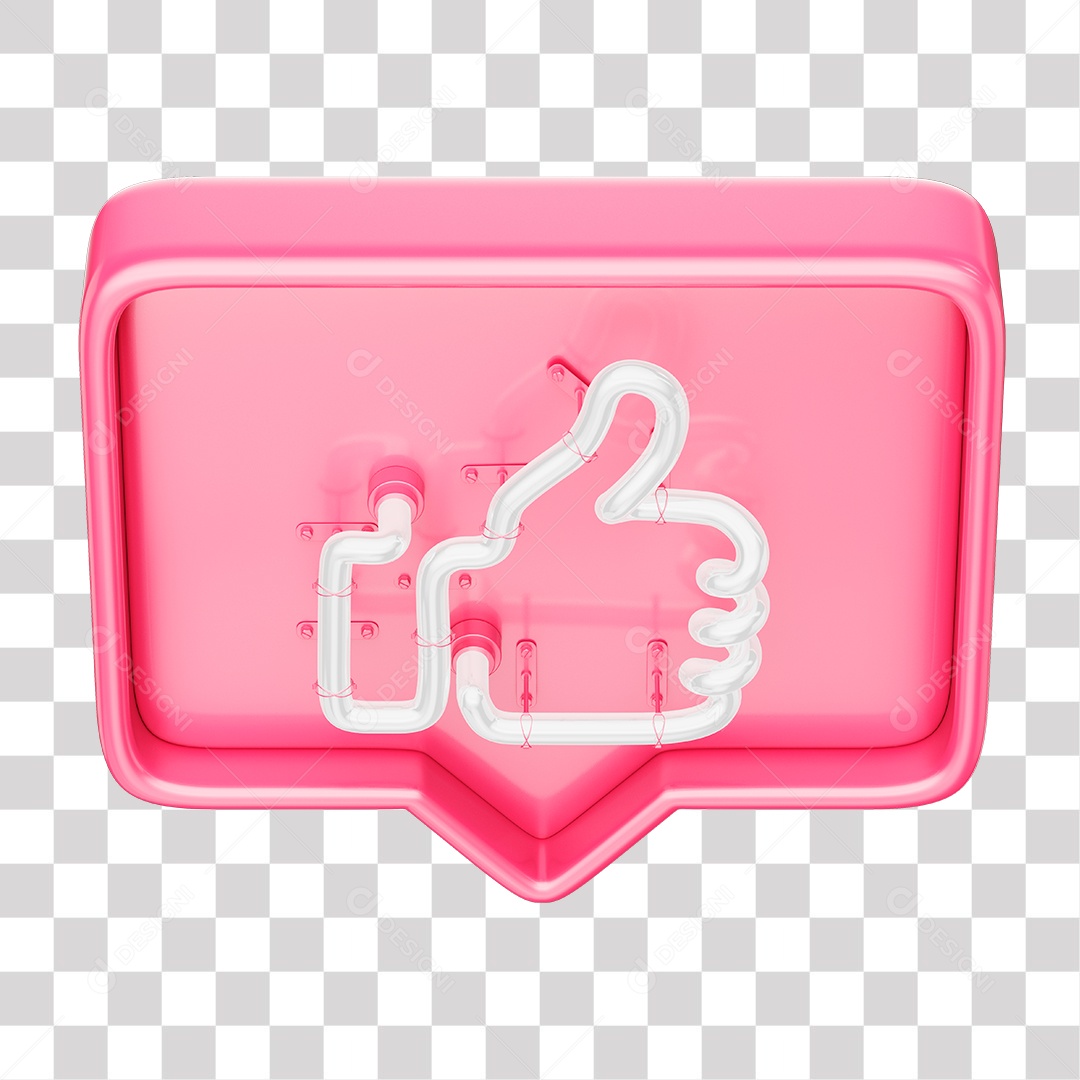Like do Facebook de Outubro Rosa Com Forma Neon para Composição PNG Transparente