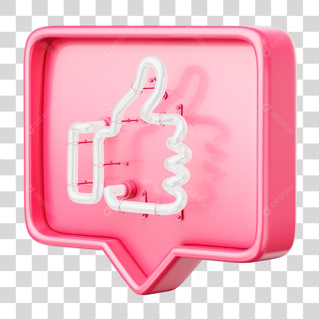 Like do Facebook de Outubro Rosa Com Forma Neon para Composição PNG Transparente