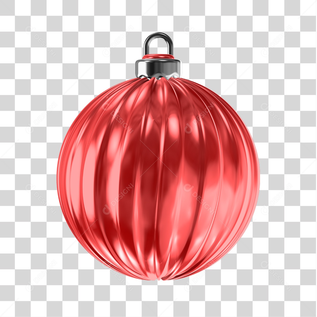Elemento 3D Bola de Natal Vermelha PNG Transparente Sem Fundo