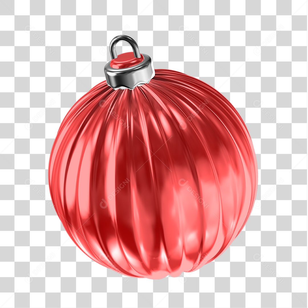 Elemento 3D Bola de Natal Vermelha PNG Transparente Sem Fundo