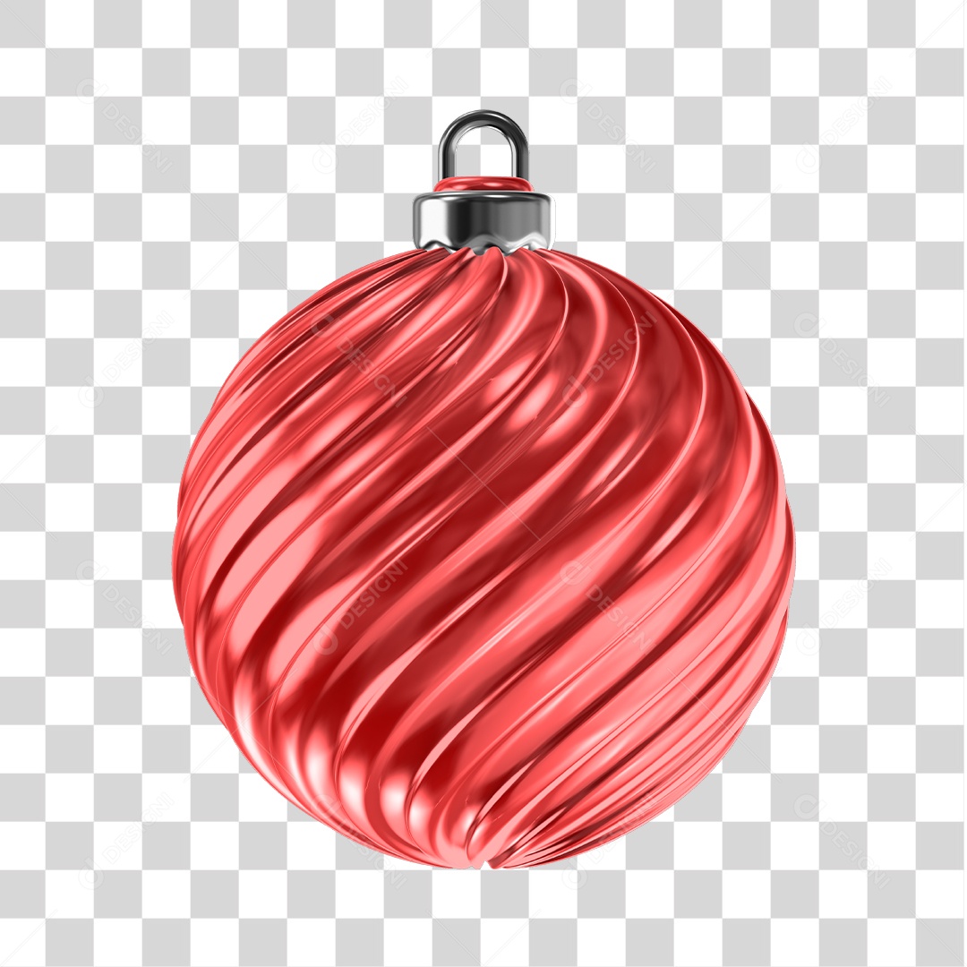 Elemento 3D Bola de Natal Vermelha PNG Transparente Sem Fundo