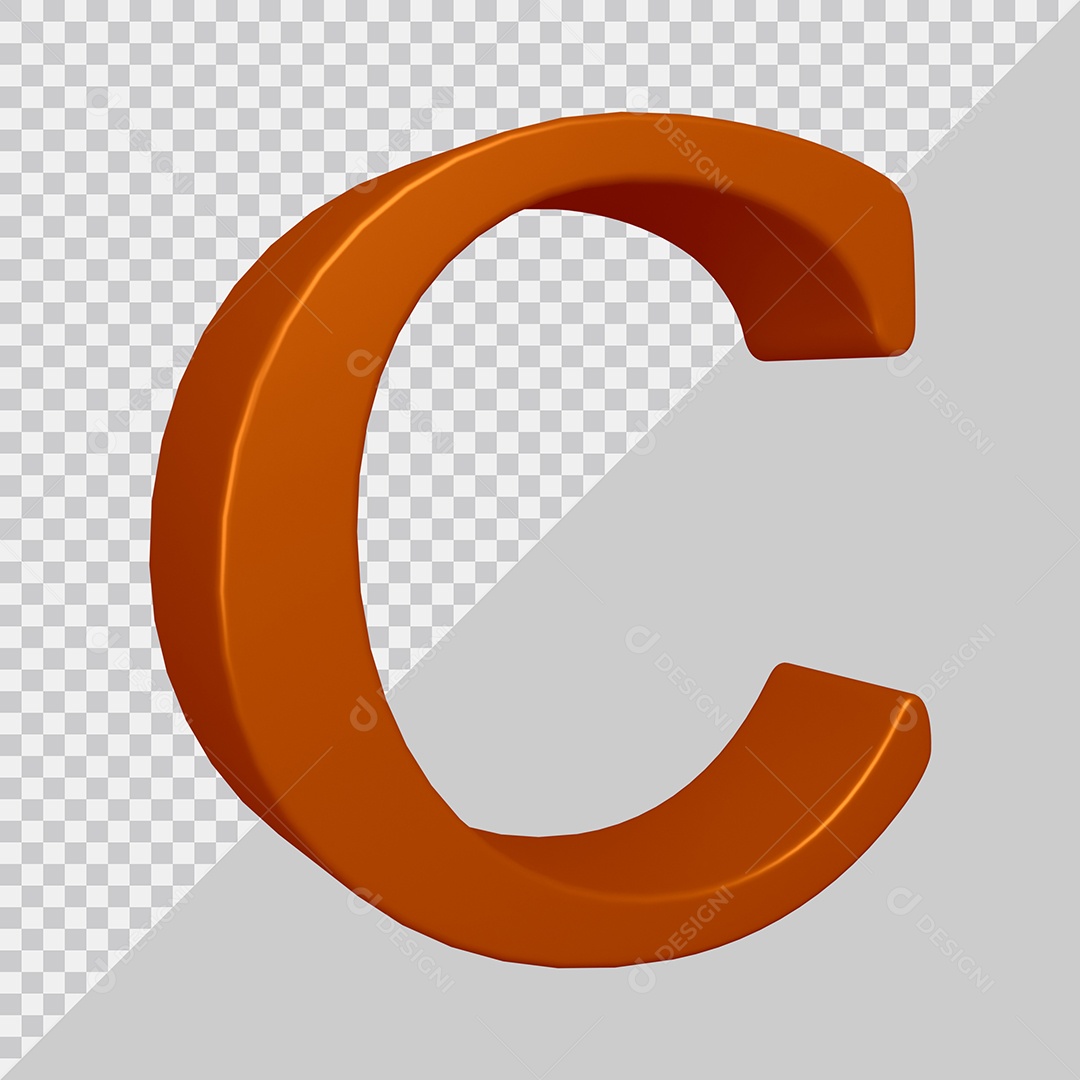 Elemento 3D Para Composição Letra C Marrom PSD