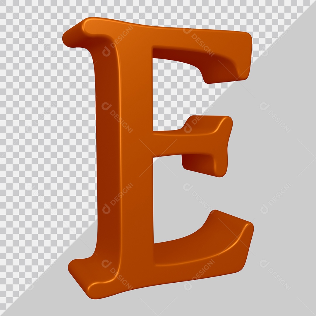 Elemento 3D Para Composição Letra E Marrom PSD