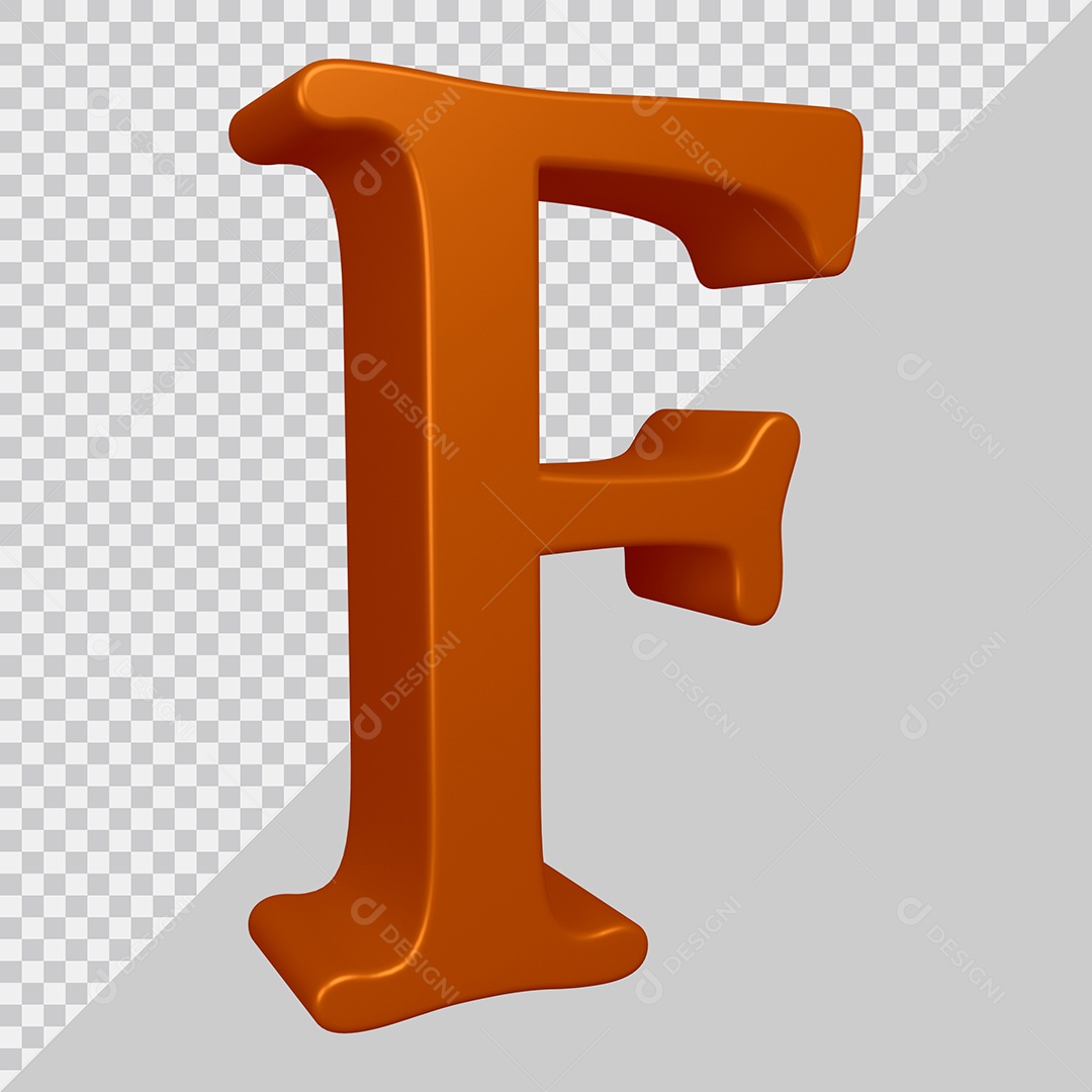 Elemento 3D Para Composição Letra F Marrom PSD
