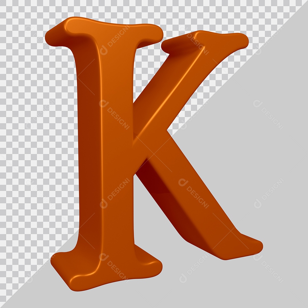 Elemento 3D Para Composição Letra K Marrom PSD