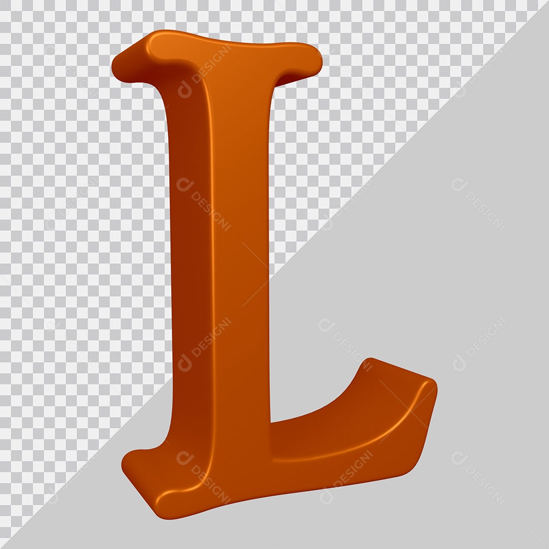 Elemento 3D Para Composição Letra L Marrom PSD
