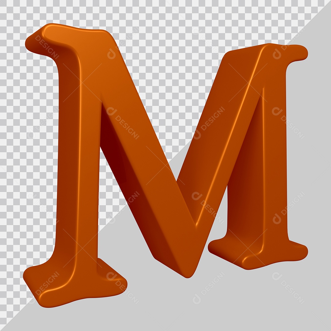 Elemento 3D Para Composição Letra M Marrom PSD