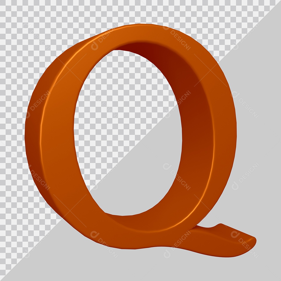 Elemento 3D Para Composição Letra Q Marrom PSD