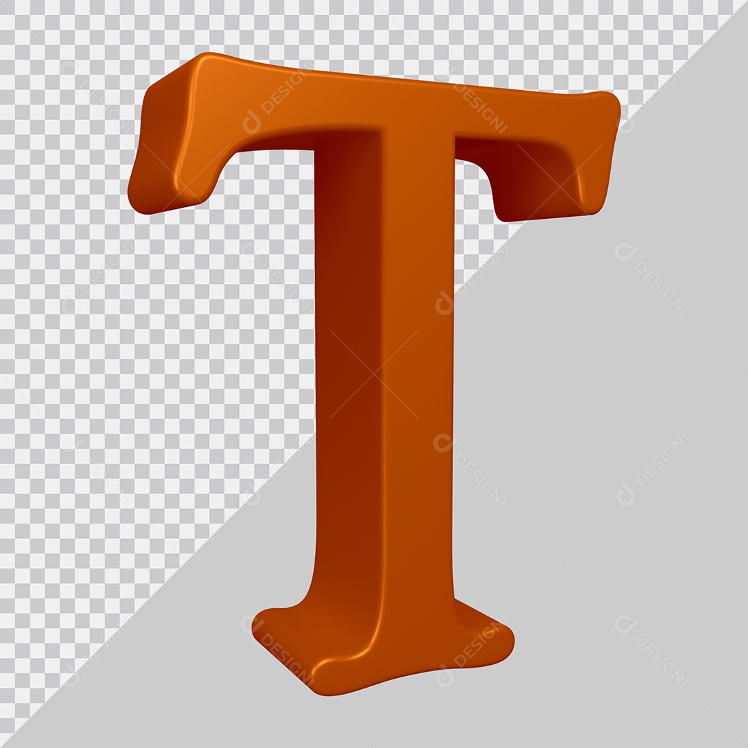 Elemento 3D Para Composição Letra T Marrom PSD