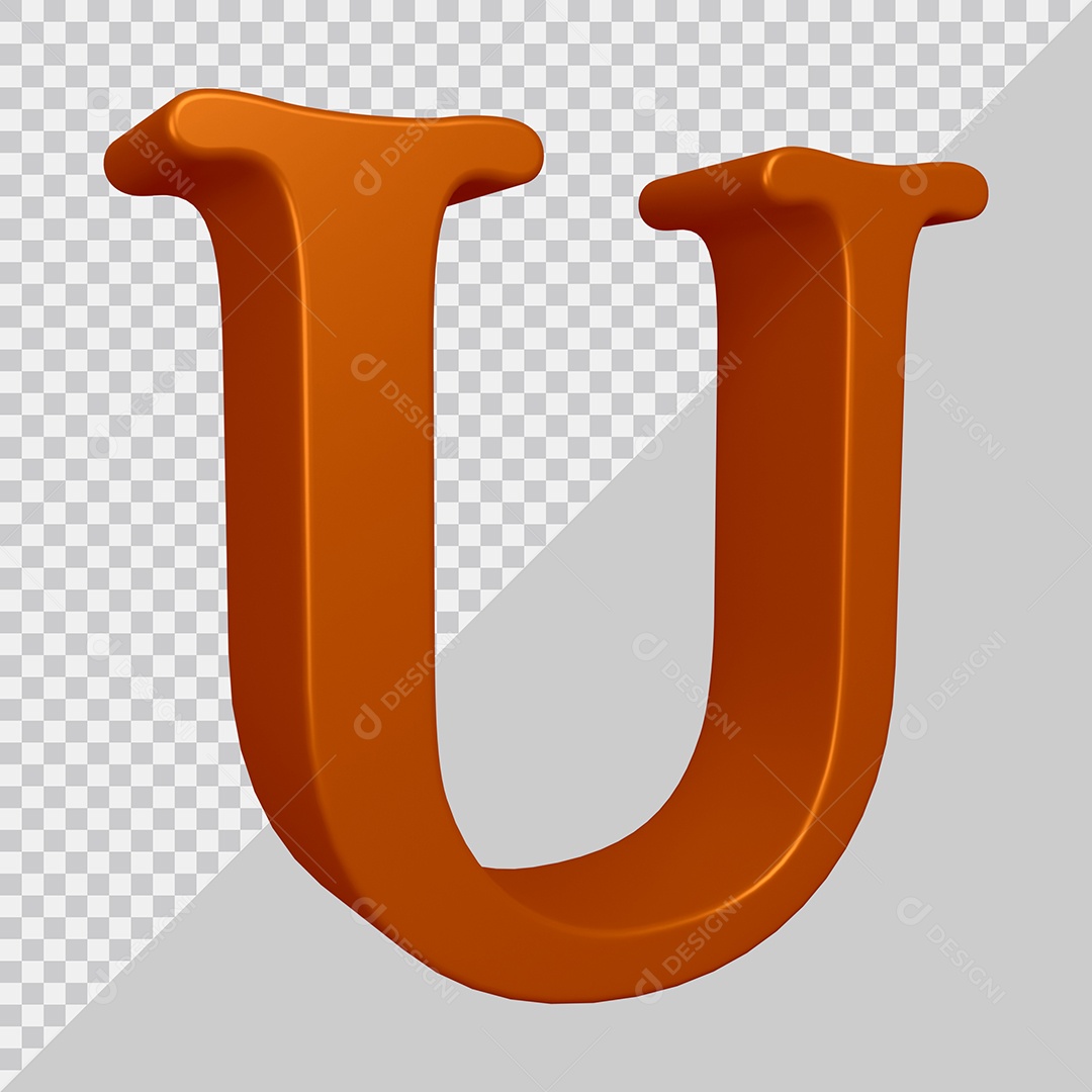 Elemento 3D Para Composição Letra U Marrom PSD