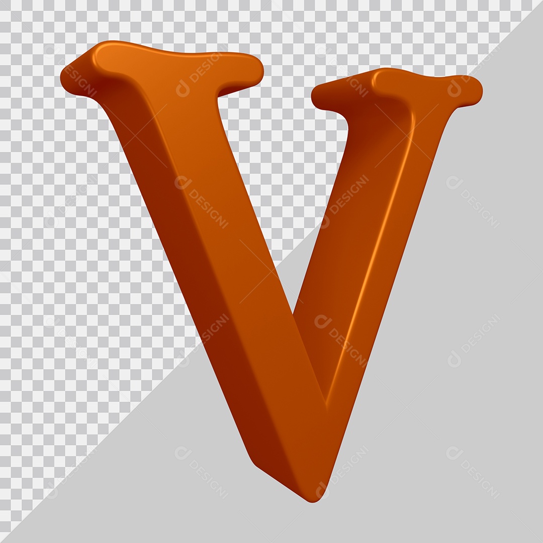 Elemento 3D Para Composição Letra V Marrom PSD