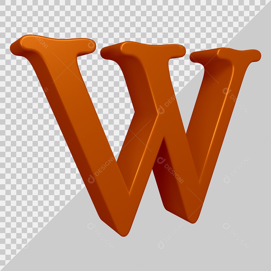 Elemento 3D Para Composição Letra W Marrom PSD
