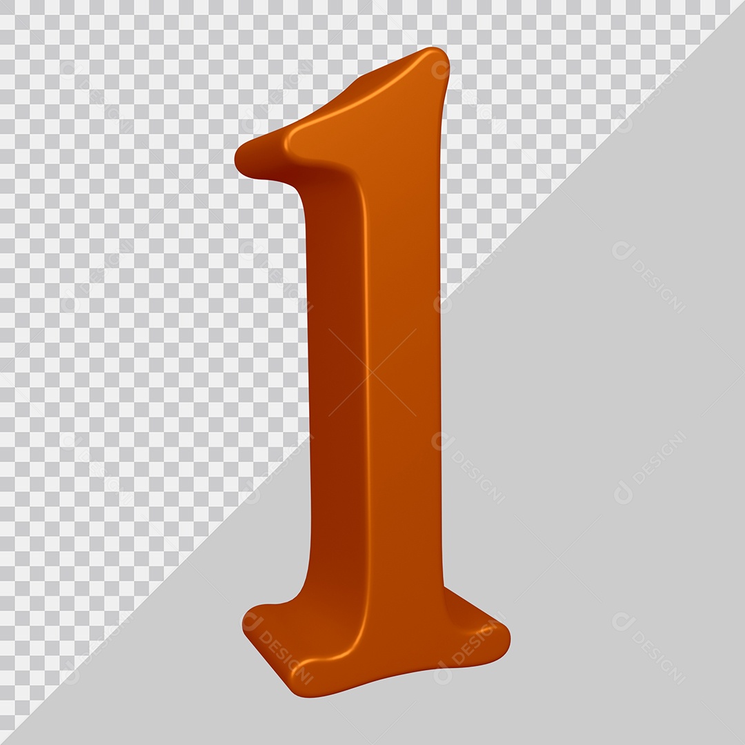 Elemento 3D Para Composição Número 1 Marrom PSD