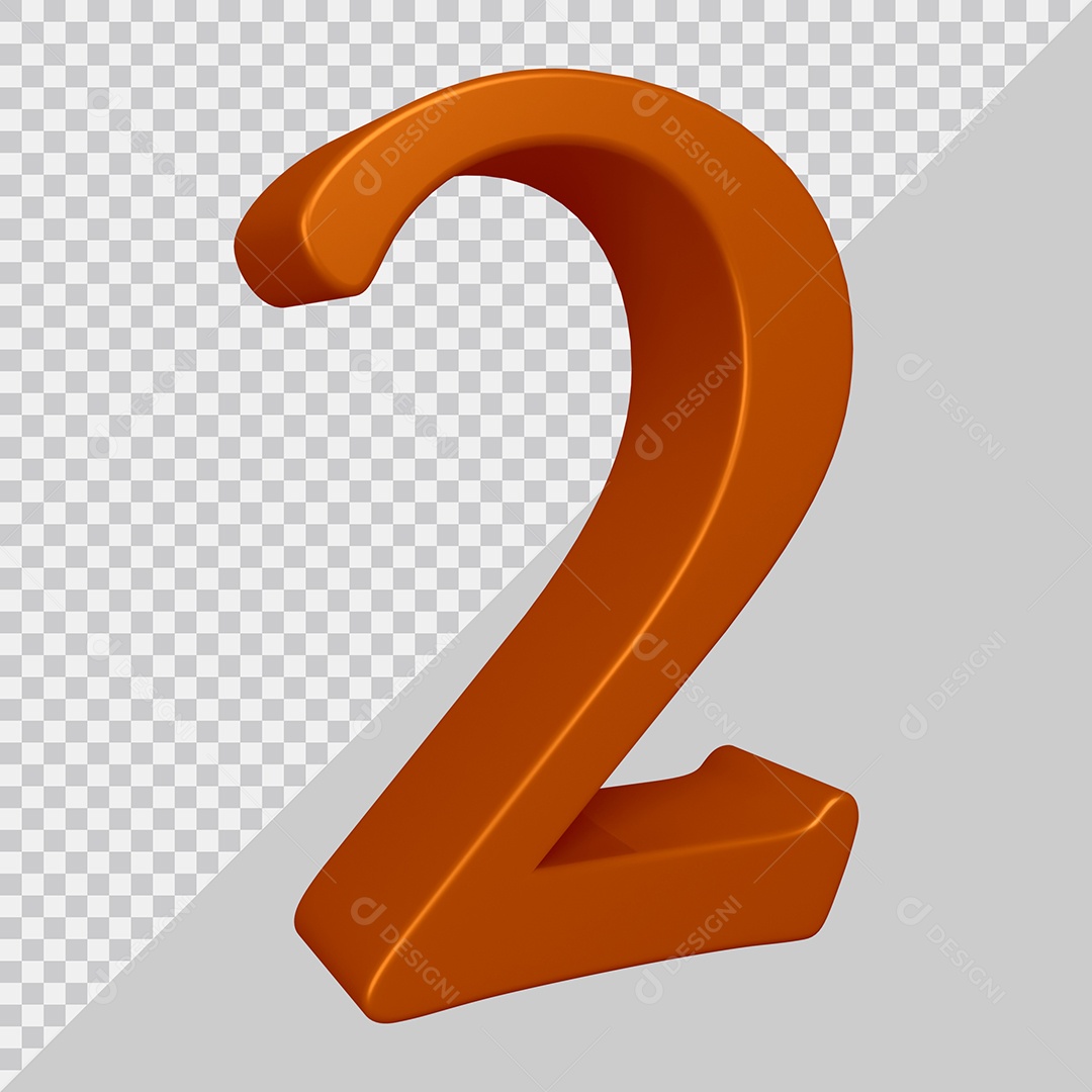 Elemento 3D Para Composição Número 2 Marrom PSD