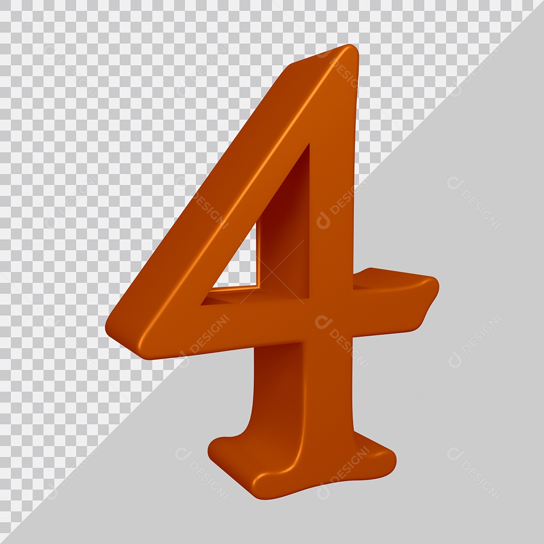 Elemento 3D Para Composição Número 4 Marrom PSD
