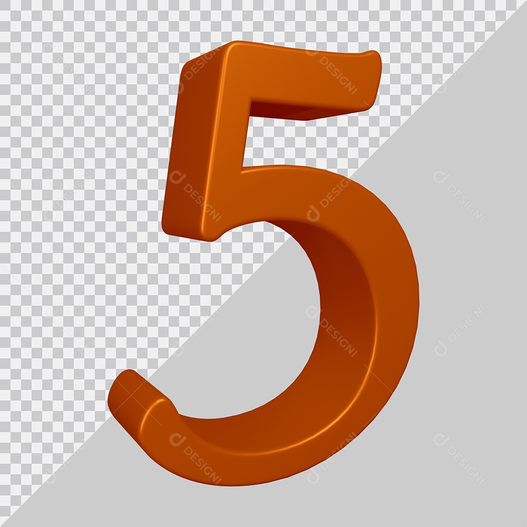 Elemento 3D Para Composição Número 5 Marrom PSD