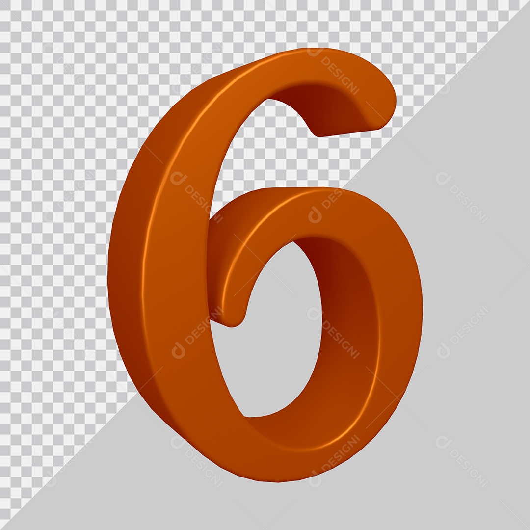 Elemento 3D Para Composição Número 6 Marrom PSD