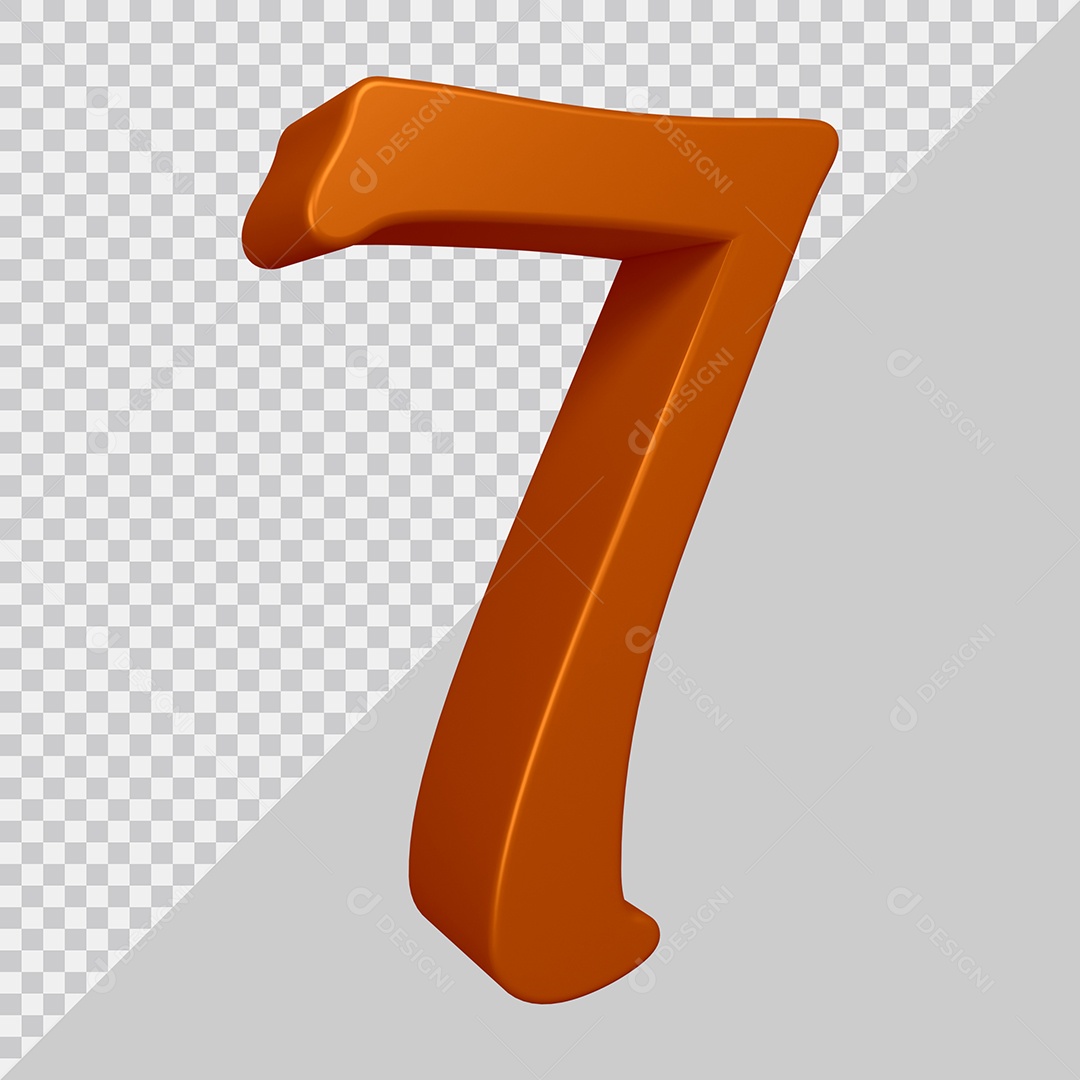 Elemento 3D Para Composição Número 7 Marrom PSD