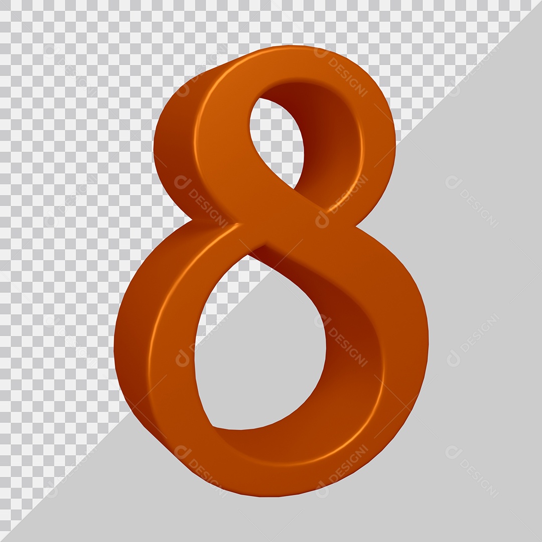 Elemento 3D Para Composição Número 8 Marrom PSD