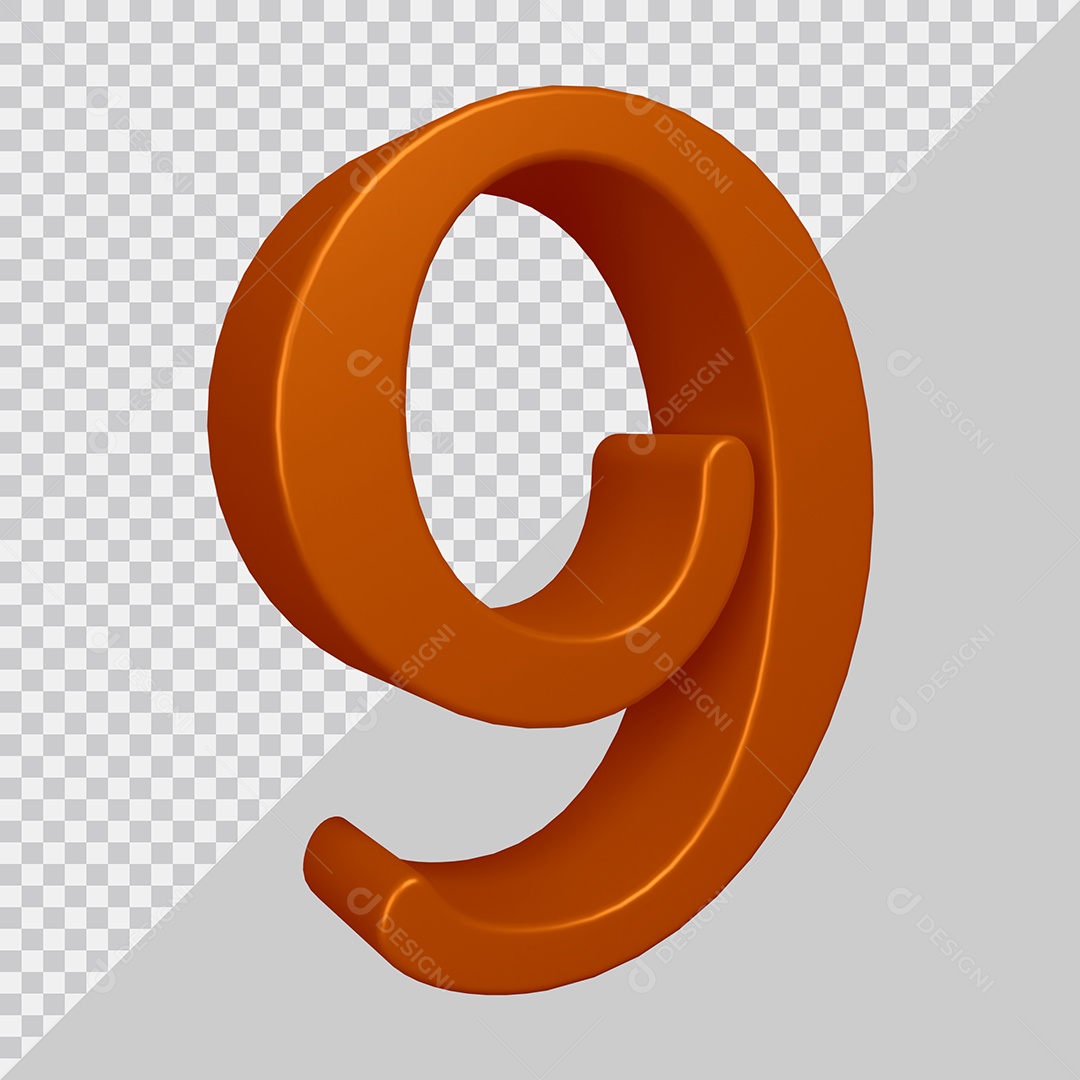 Elemento 3D Para Composição Número 9 Marrom PSD