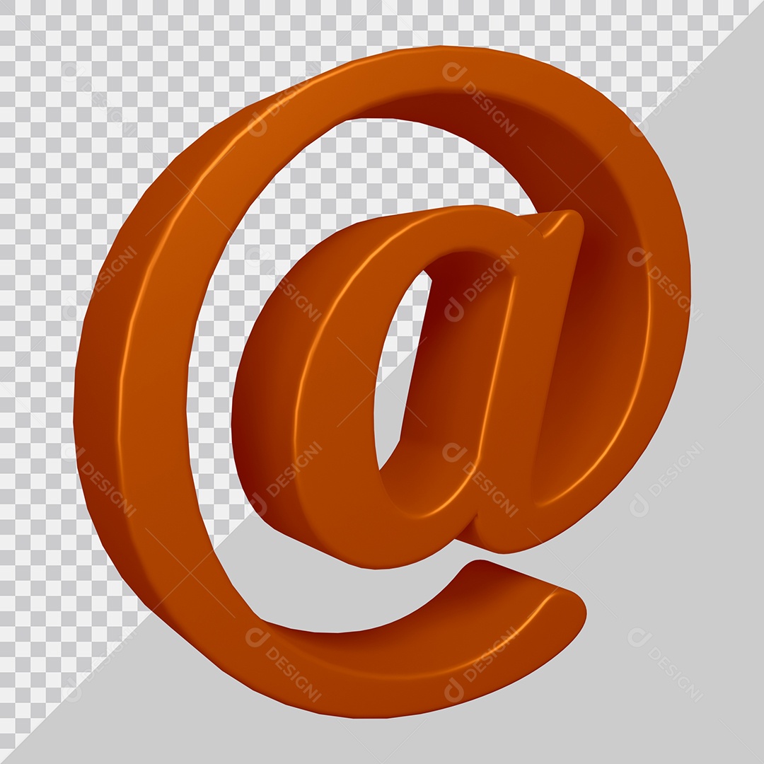 Elemento 3D Para Composição Símbolo Arroba Marrom PSD