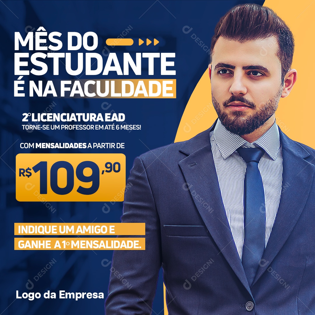 Promoção Mês Do Estuante é Na Faculdade Social Media PSD Editável