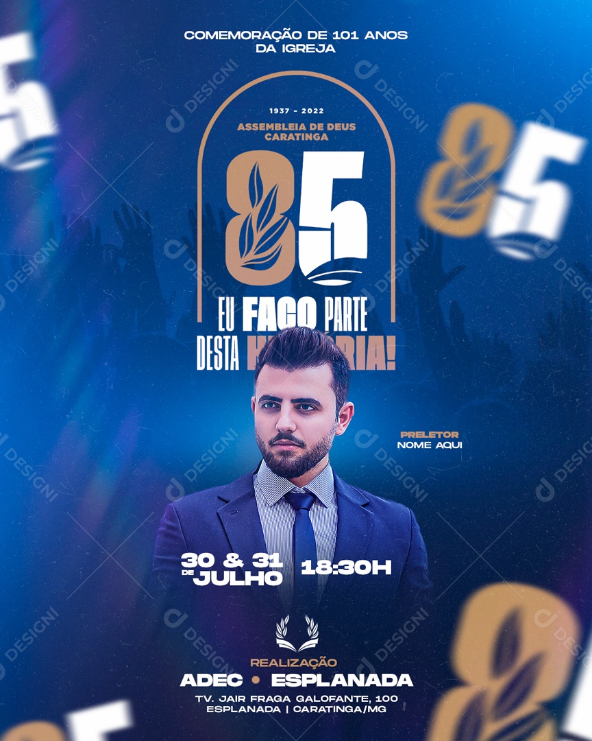 Flyer Eu Faço Parte Dessa Festa Aniversario Assembleia Social Media PSD Editável