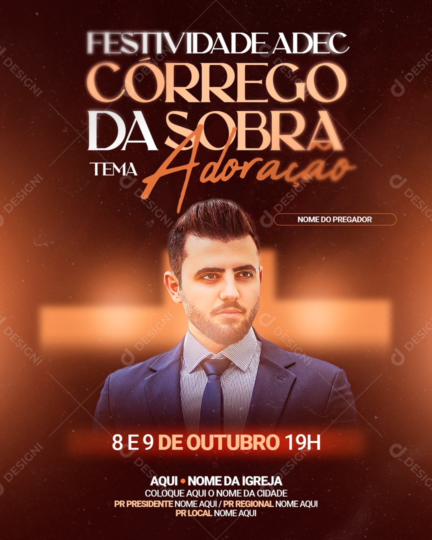 Flyer Festividade Adec Córrego Da Sombra Cultos Social Media PSD Editável