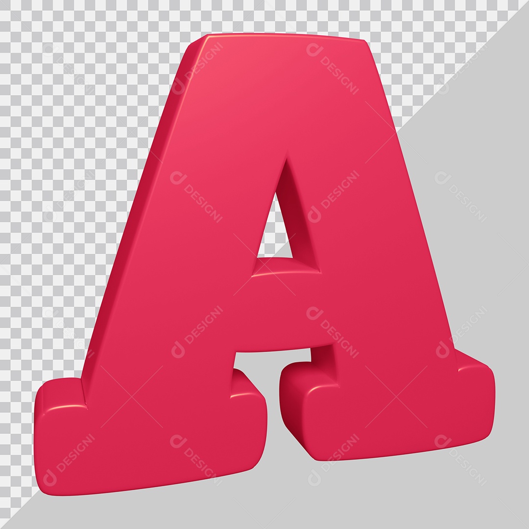 Elemento 3D Para Composição Letra A Rosa PSD