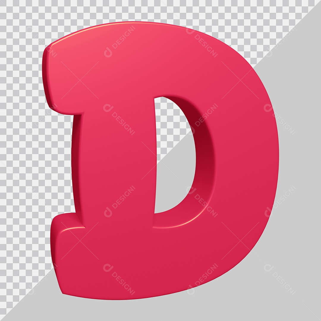 Elemento 3D Para Composição Letra D Rosa PSD
