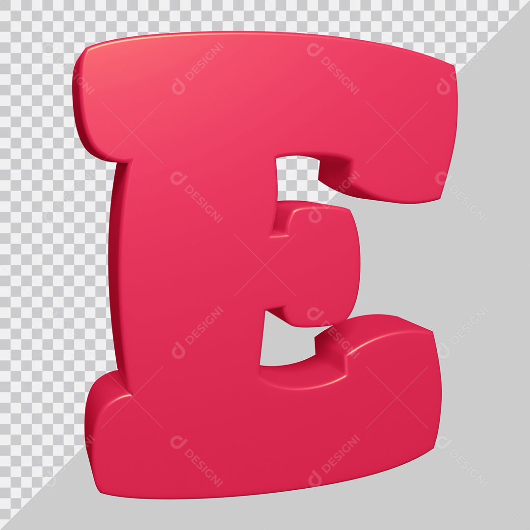 Elemento 3D Para Composição Letra E Rosa PSD