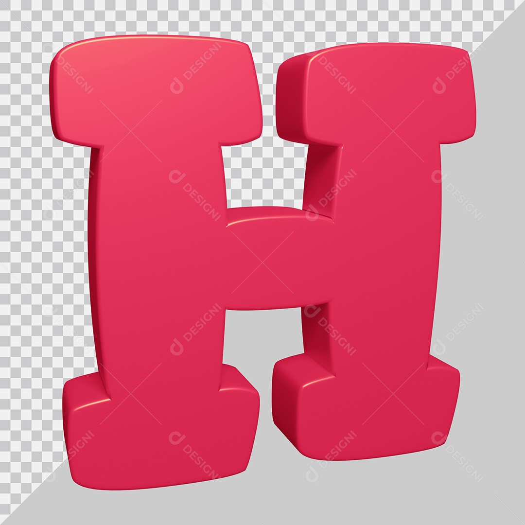 Elemento 3D Para Composição Letra H Rosa PSD