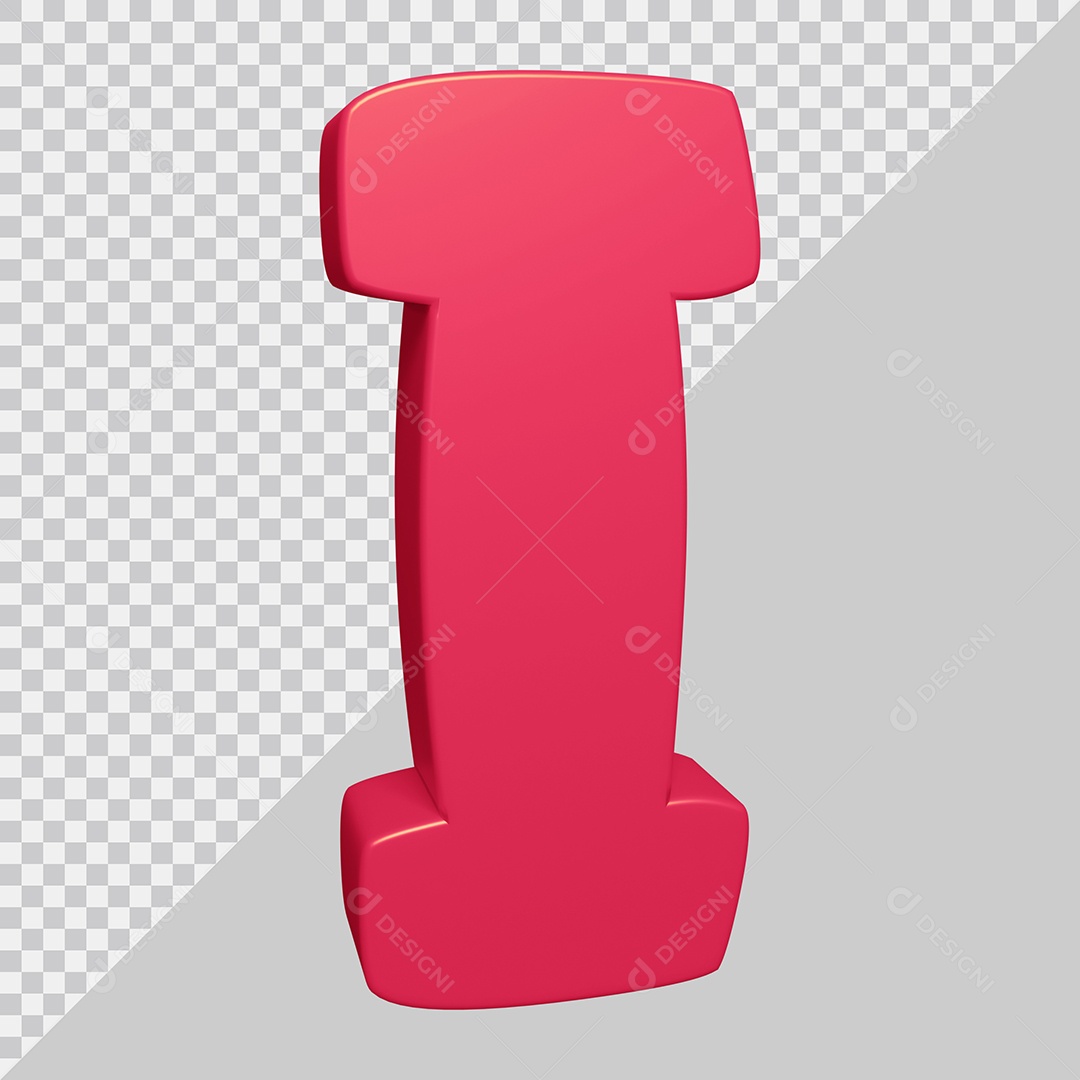 Elemento 3D Para Composição Letra I Rosa PSD