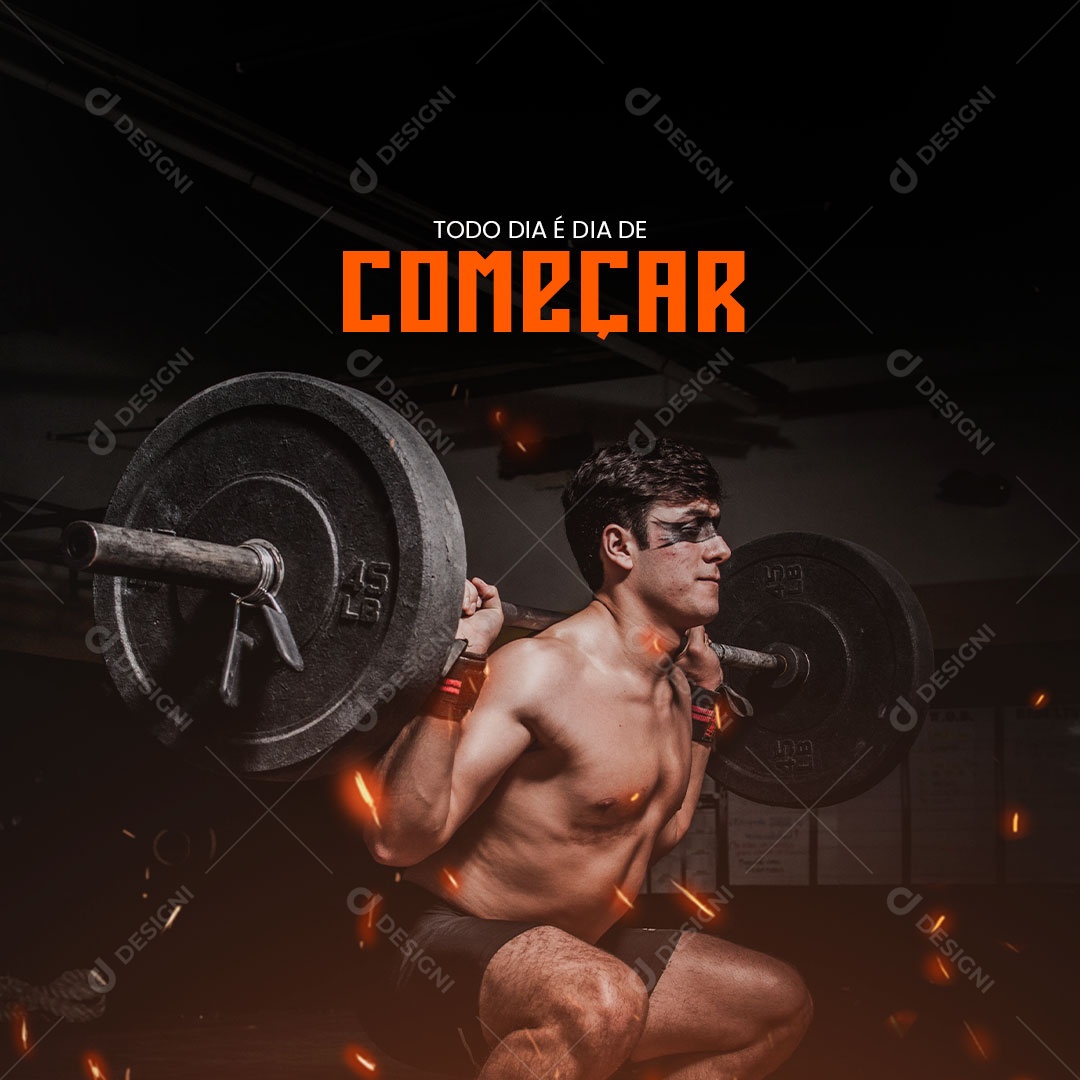 Todo dia é Dia de Começar Frase Motivacional Social Media PSD Editável