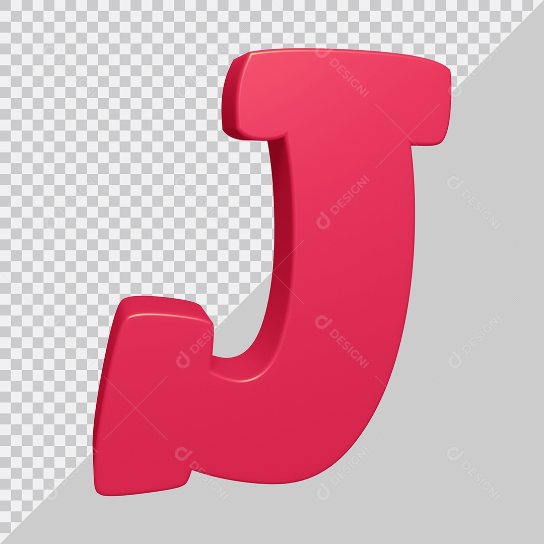 Elemento 3D Para Composição Letra J Rosa PSD