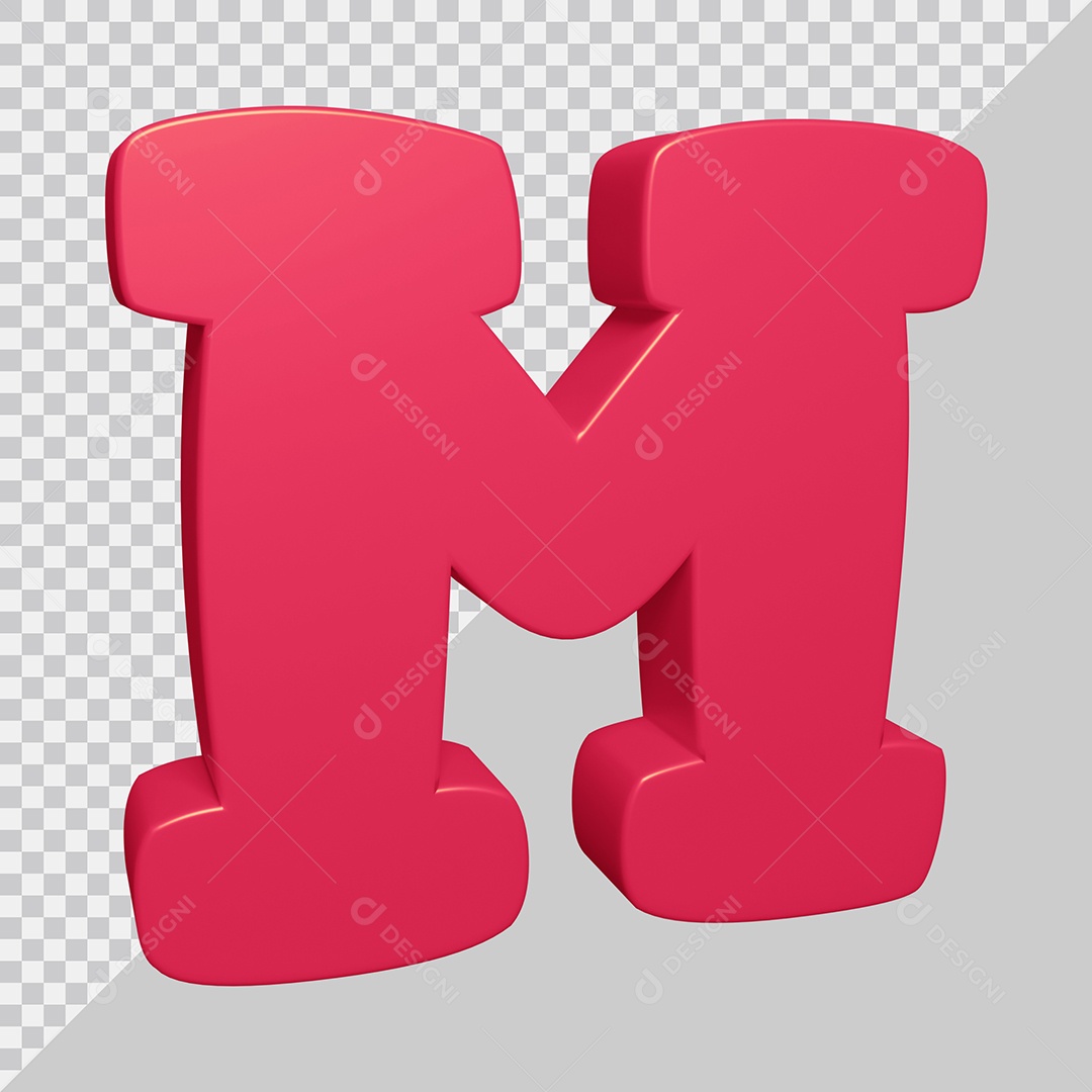 Elemento 3D Para Composição Letra M Rosa PSD