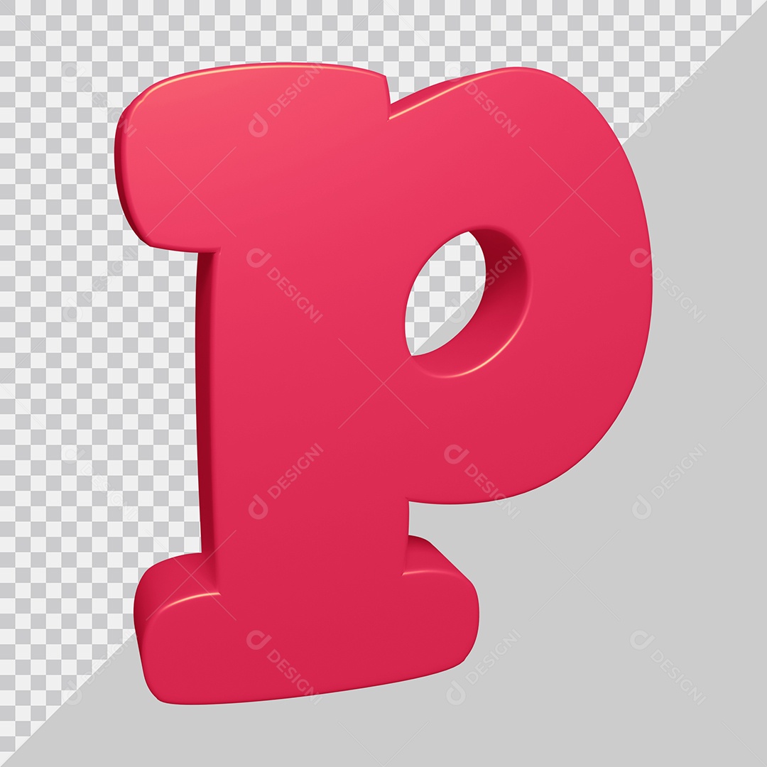 Elemento 3D Para Composição Letra P Rosa PSD