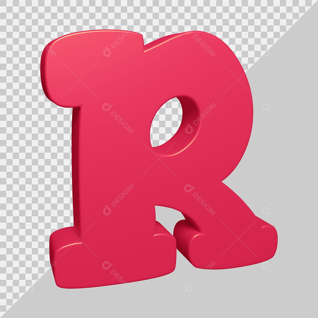 Elemento 3D Para Composição Letra R Rosa PSD