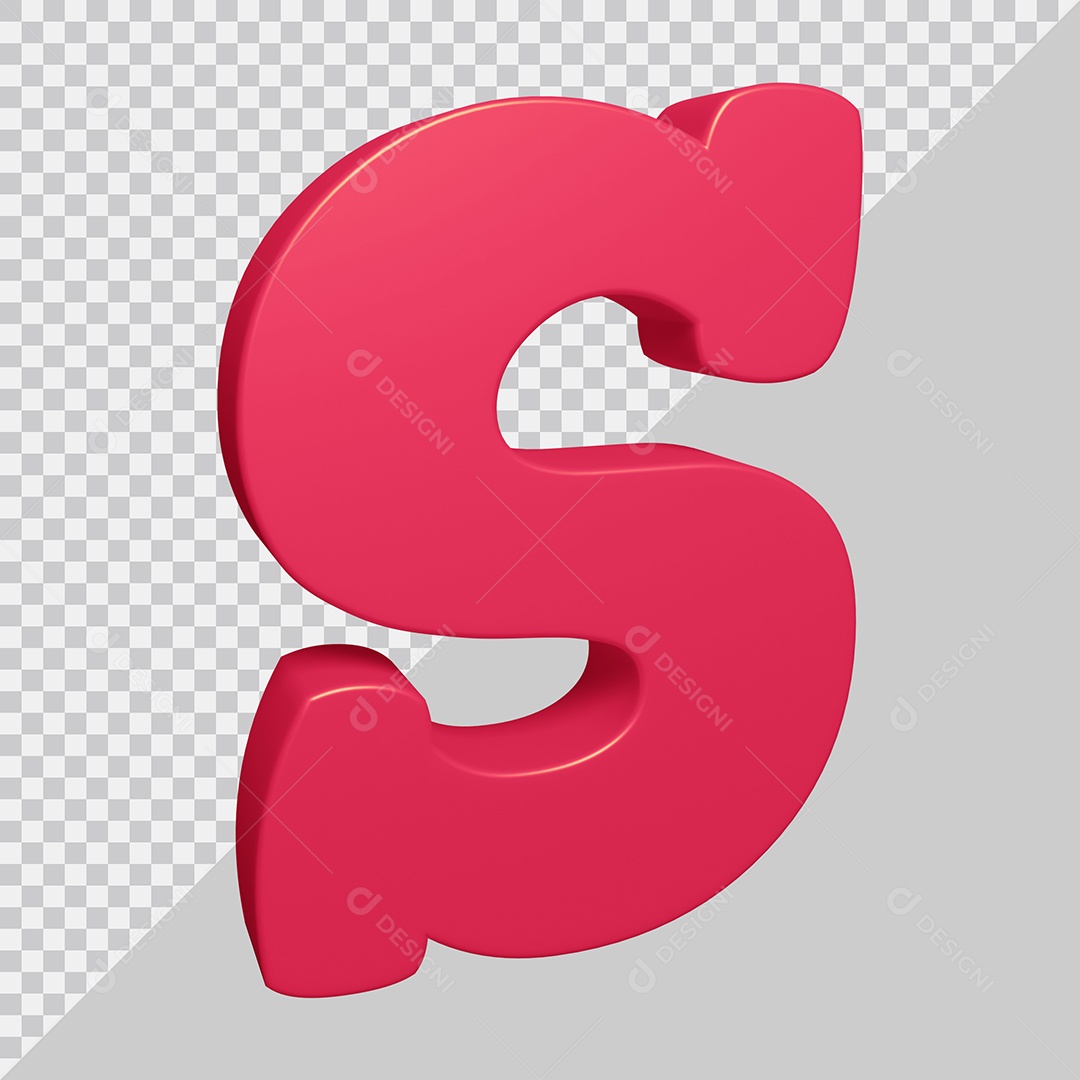 Elemento 3D Para Composição Letra S Rosa PSD