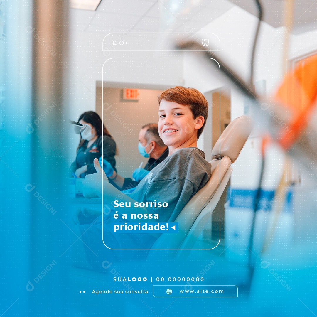 Social Media Dentista Seu Sorriso é a nossa Prioridade PSD Editável
