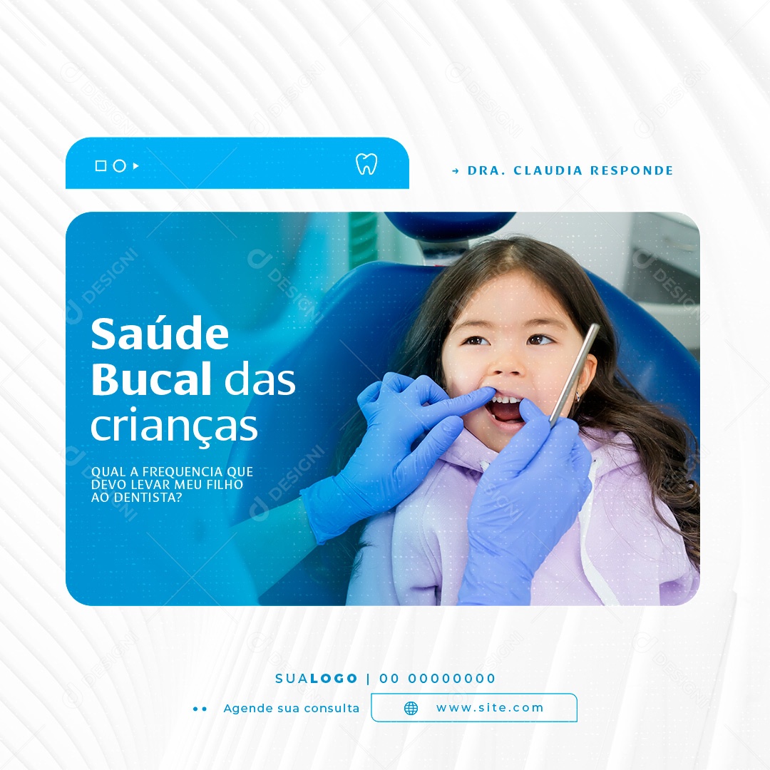 Saúde Bucal das Crianças Dentista Social Media PSD Editável