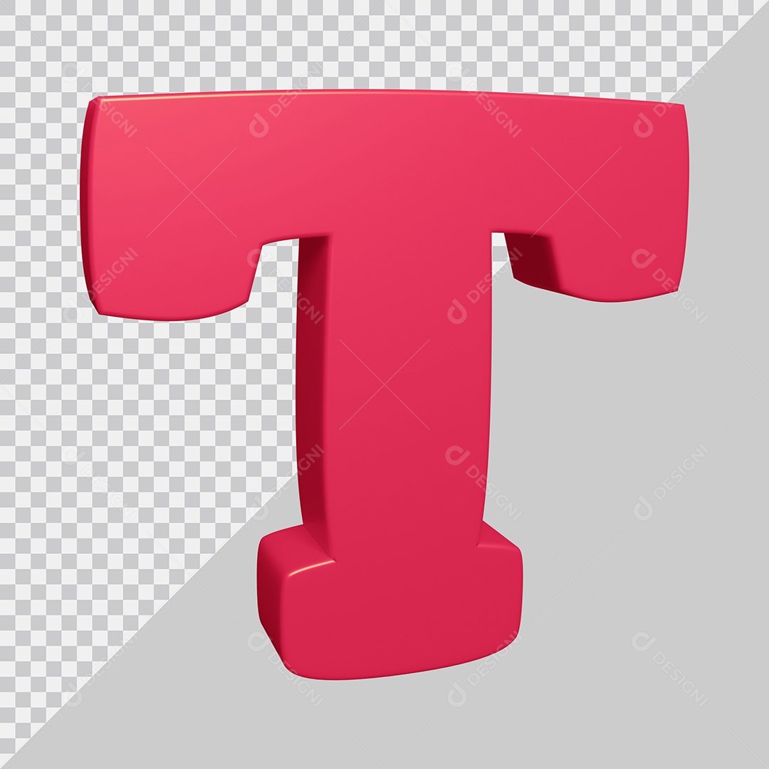 Elemento 3D Para Composição Letra T Rosa PSD