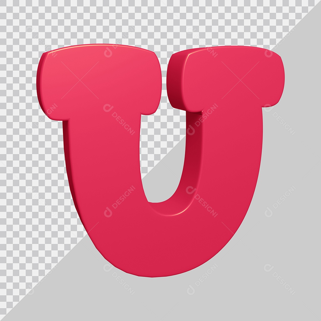 Elemento 3D Para Composição Letra U Rosa PSD